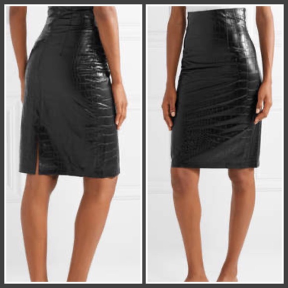 Nanushka ANIA Faux Leather Croc MIDI Skirt XS - Picture 2 of 7